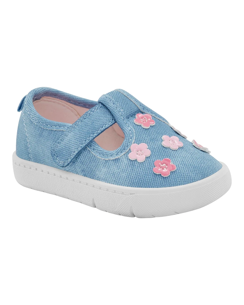 Every Step® First Walker Floral Denim Sneakers - Blue