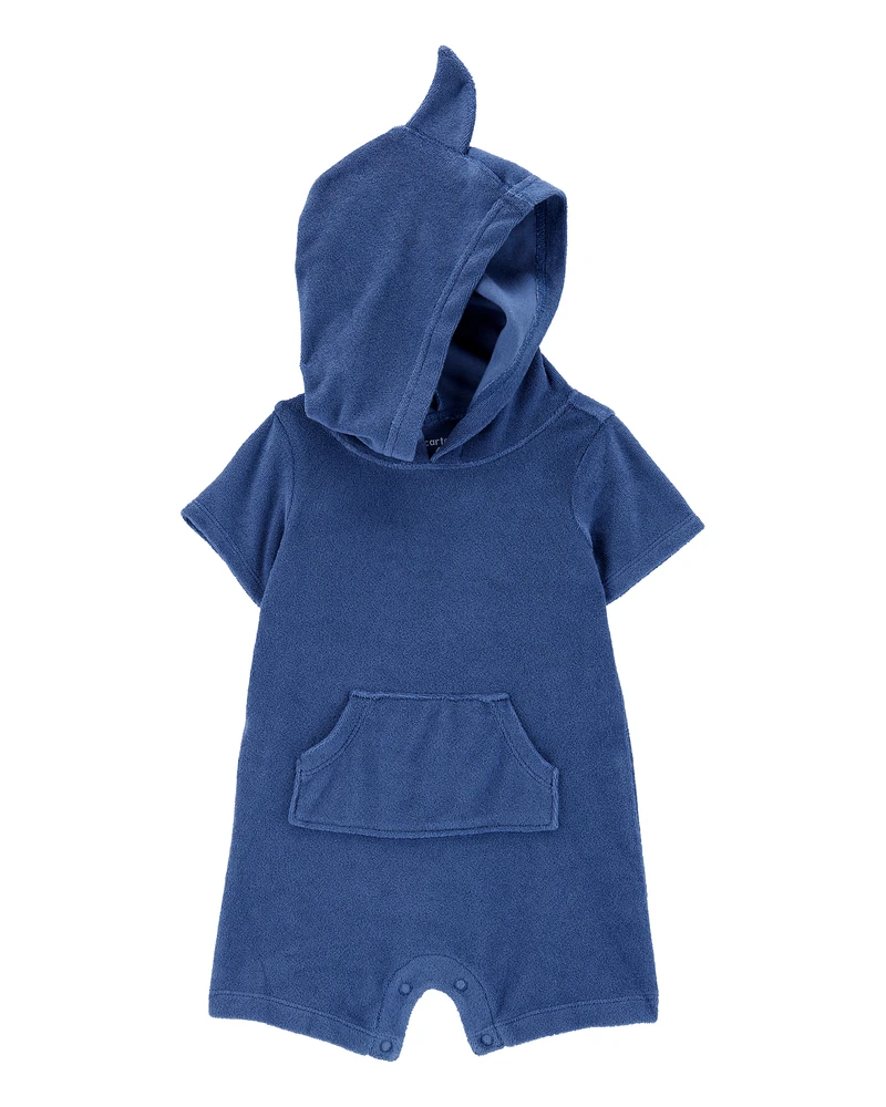 Baby Shark Hood Fastening Romper-Blue