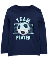 Soccer Cotton Blend Long-Sleeve Tee - Blue