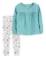 Toddler 2-Piece Gauze Top & Floral Legging Set