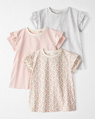Toddler 3-Pack Organic Cotton Flutter-Sleeve Tees