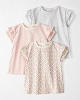Toddler 3-Pack Organic Cotton Flutter-Sleeve Tees