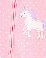 Toddler Unicorn Snug Fit Cotton Footie 1-Piece Pyjamas - Pink