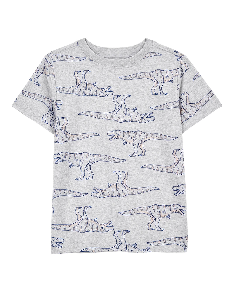 Kid Dinosaur Print Woven Short-Sleeve Tee