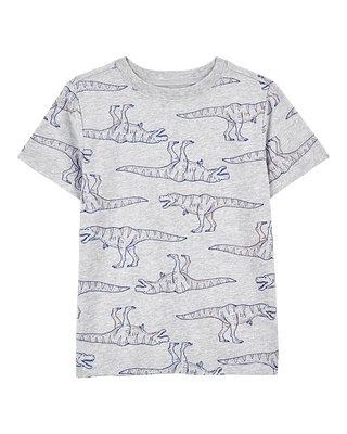 Kid Dinosaur Print Woven Short-Sleeve Tee