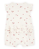 Baby Tomato Print Short-Sleeve Cotton Romper - Ivory