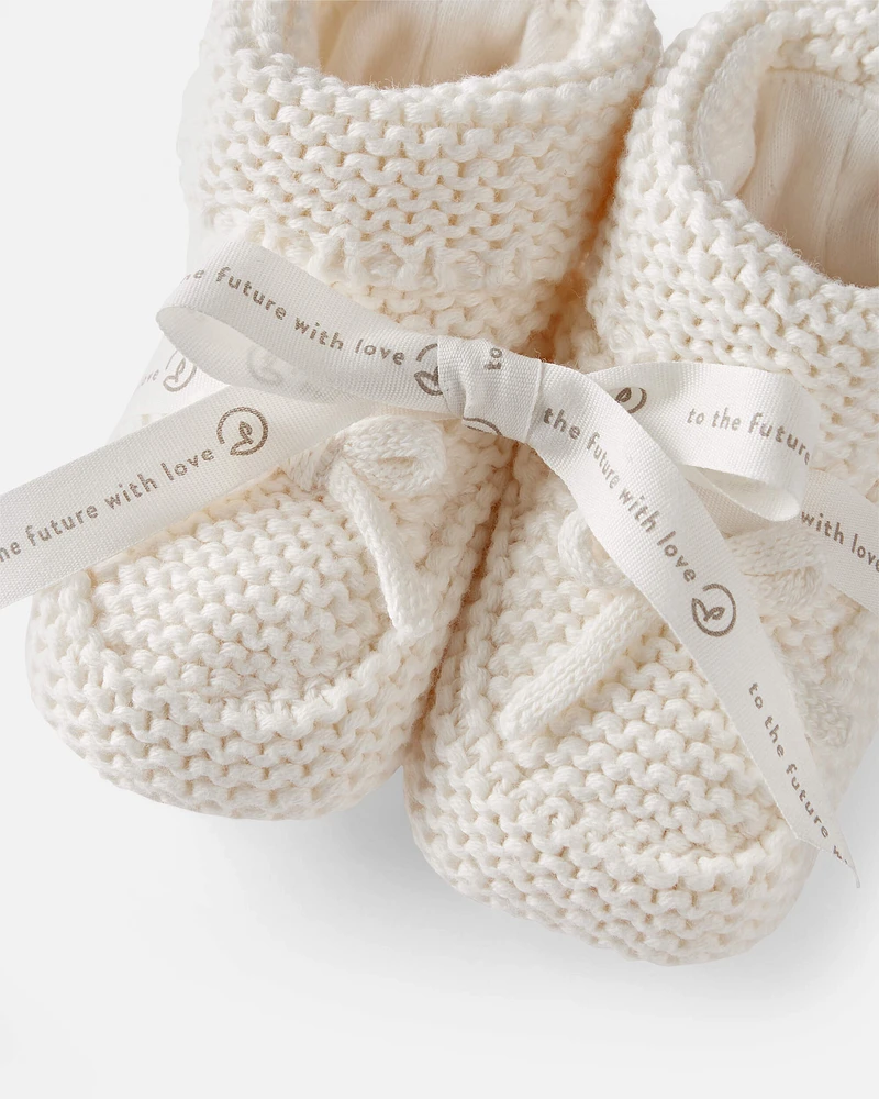 Baby Organic Cotton Crochet Booties Cream
