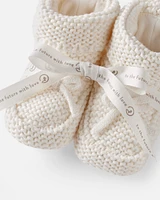 Baby Organic Cotton Crochet Booties Cream