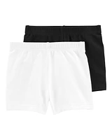 Toddler 2-Pack Black/White Bike Shorts