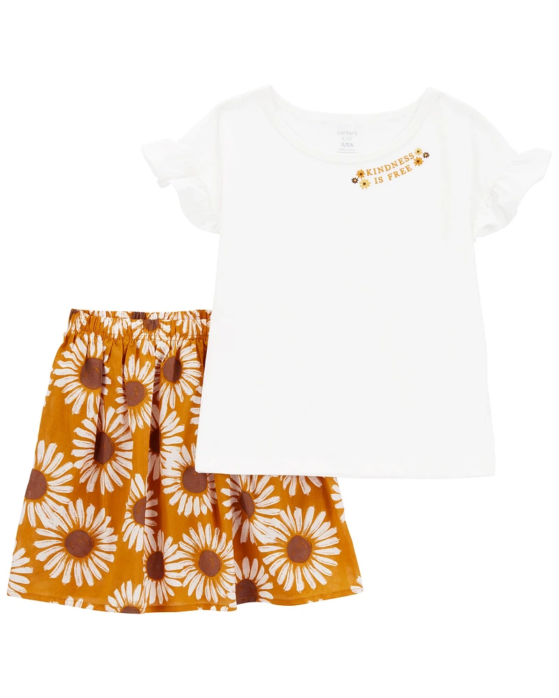 Kid 2-Piece Floral Tee & Skort Set