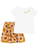 Kid 2-Piece Floral Tee & Skort Set