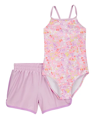 Kid 2-Piece Printed 1-Piece Swimsuit & Short Set