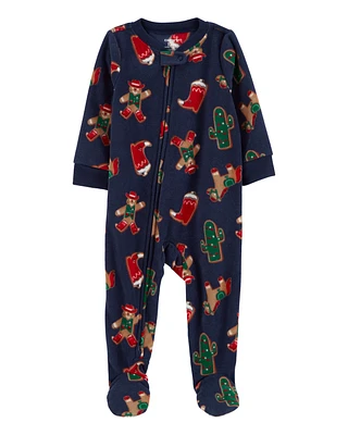 Toddler 1-Piece Gingerbread Fleece Footie Pyjamas