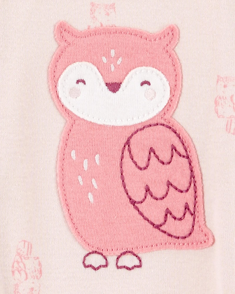 1-Piece Owl Print 100% Snug Fit Cotton Footless Pajamas