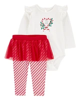 Baby 2-Piece Christmas Bodysuit & Tutu Pant Set