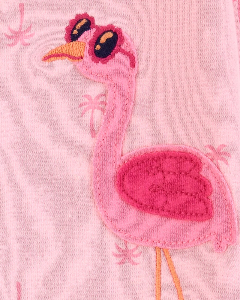 Toddler Girl Flamingo Print Snug Fit Cotton Footless 1-Piece Pyjamas - Pink