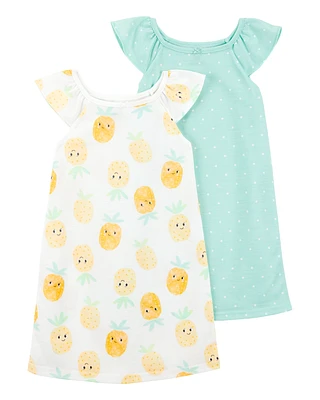Kid 2-Pack Pineapple Nightgowns