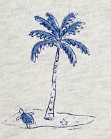 Toddler 2-Piece Beach Print Short Set - Grey