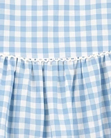 Toddler Gingham Short-Sleeve Dress - Blue