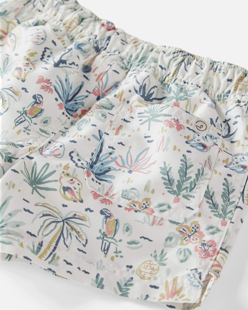 Toddler Recycled Tropical-Print Swim Trunks