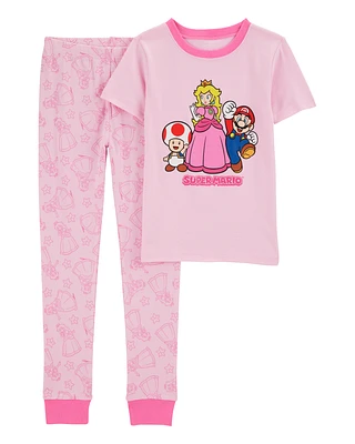 Kid Super Mario Bros™ Snug Fit Cotton 2-Piece Pyjamas - Pink