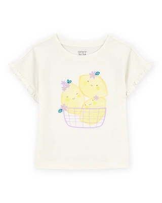 Toddler Short-Sleeve Lemon Fashion Top - Ivory