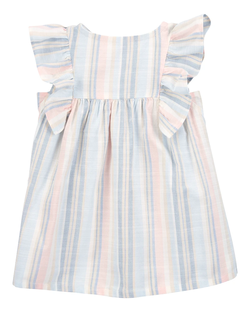 Baby Striped Flutter Sleeves Dress