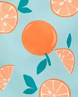 Kid Orange Print Swim Trunks