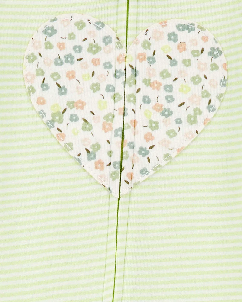 1-Piece Heart 100% Snug Fit Cotton Footie Pyjamas
