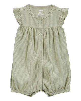 Baby Girl Cotton Rib Short-Sleeve Romper