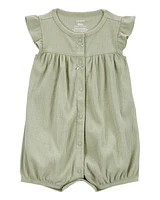 Baby Girl Cotton Rib Short-Sleeve Romper