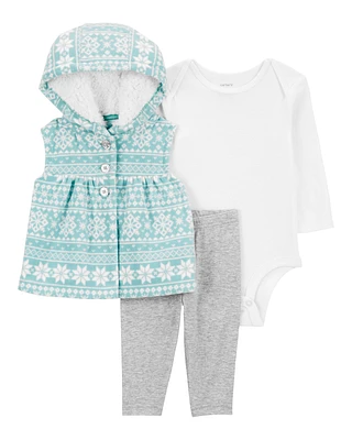 Baby 3-Piece Fair Isle Little Vest Set