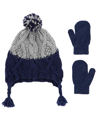 Baby 2-Pack Pom Hat & Mittens Set