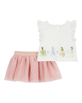 Baby 2-Piece Disney Princesses Tee & Tutu Skirt Set - White/Pink