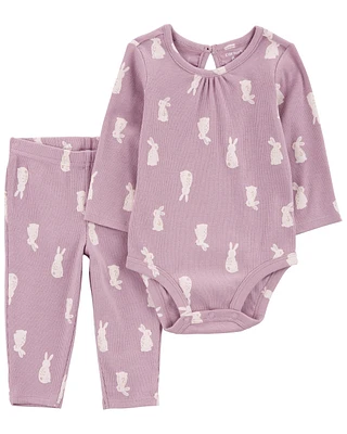 Baby 2-Piece Bunny Print Bodysuit Pant Set