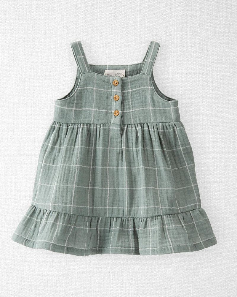 Organic Cotton Gauze Plaid Dress