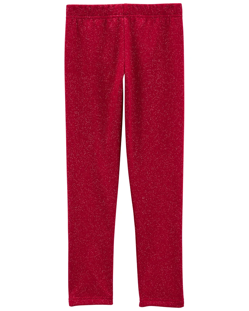 Kid Glitter Cozy Fleece Leggings