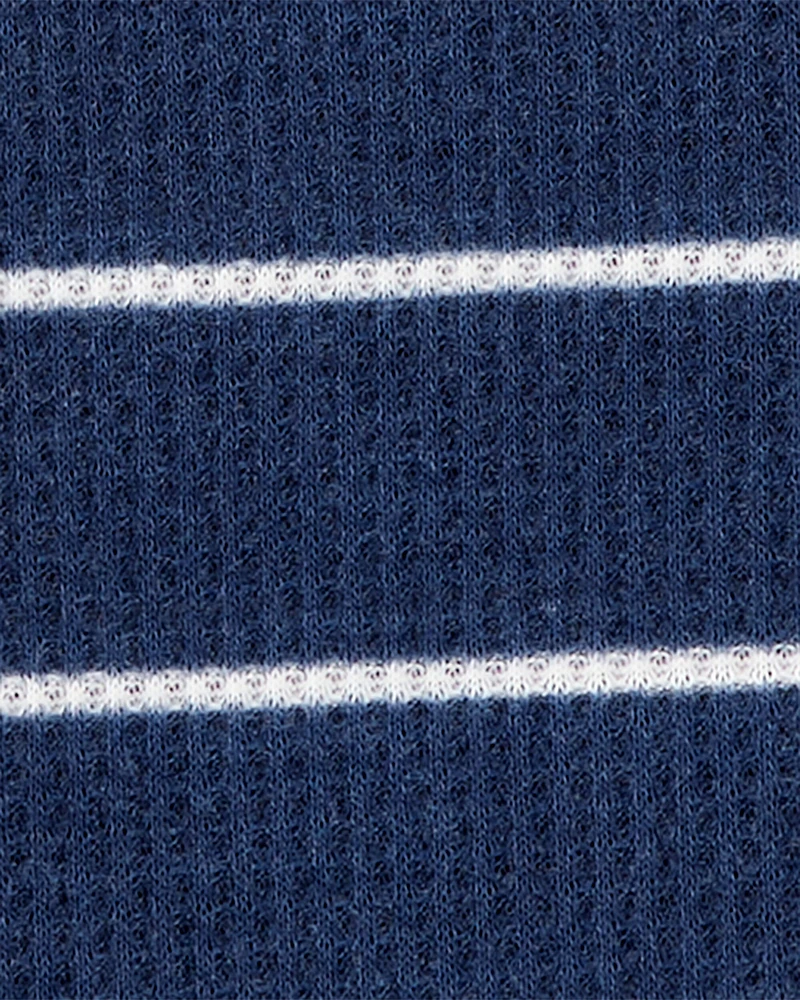 Toddler Boy Striped Loose Fit Waffle Knit 2-Piece Pyjamas - Navy