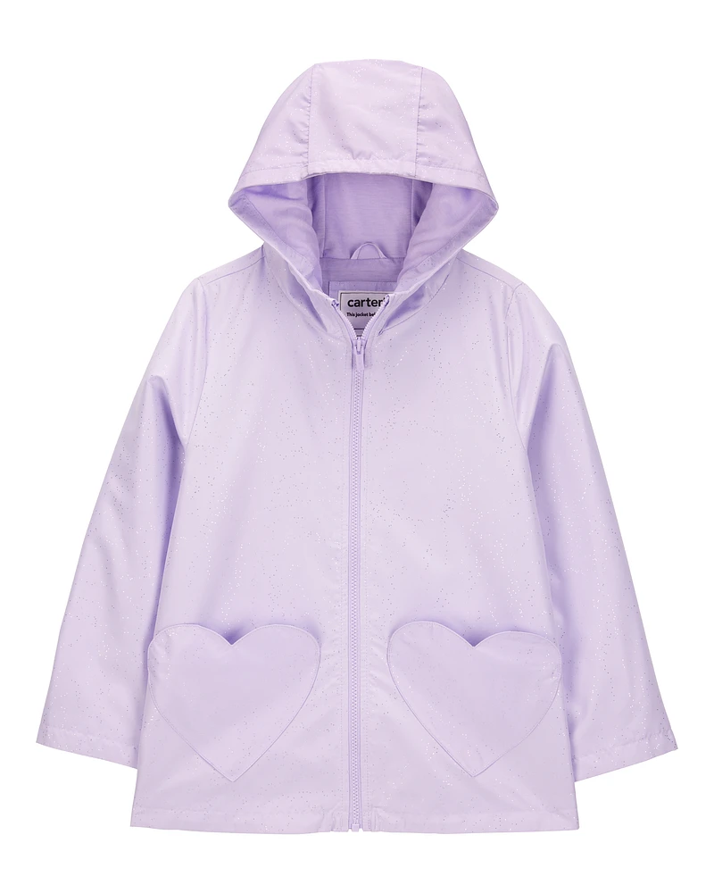 Heart Pockets Rain Jacket - Purple
