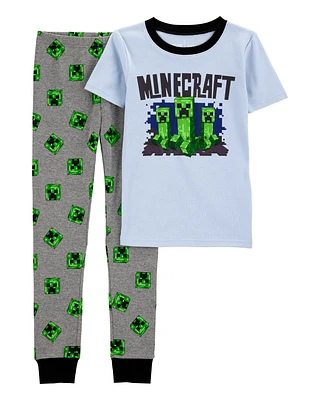 Kid Minecraft Snug Fit Cotton 2-Piece Pyjamas - Blue