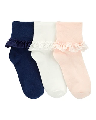 Kid 3-Pack Lace Cuff Socks