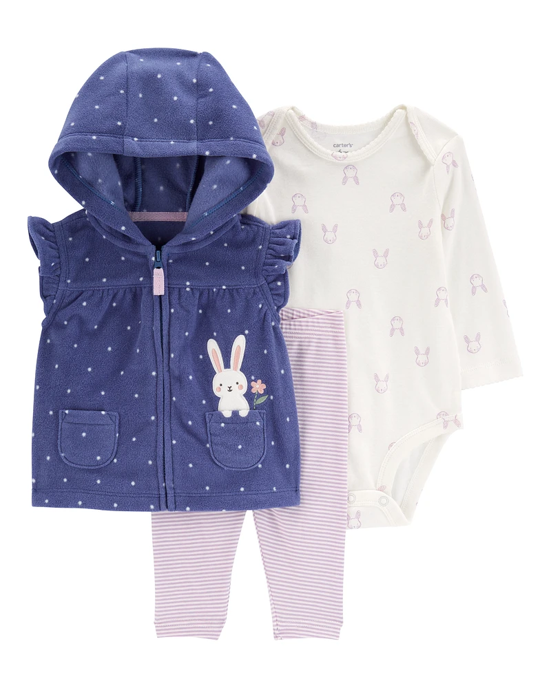 Baby 3-Piece Bunny Fleece Little Vest Set