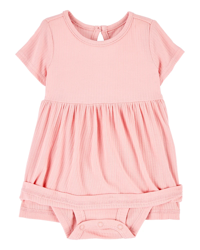 Baby Solid Bodysuit Dress - Pink