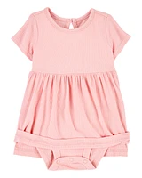 Baby Solid Bodysuit Dress - Pink