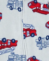 Baby Firetruck Fleece Zip-Up Footie Sleeper Pyjamas