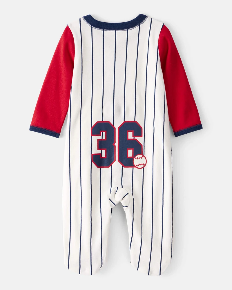Baby Baseball Snap-Up Cotton Sleeper