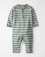 Baby Striped Organic Cotton Sweater Knit Jumpsuit