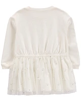 Toddler Glitter Long-Sleeve Cotton Dress