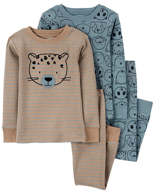 Pyjama 4 pièces en coton ajusté à motif d’ours