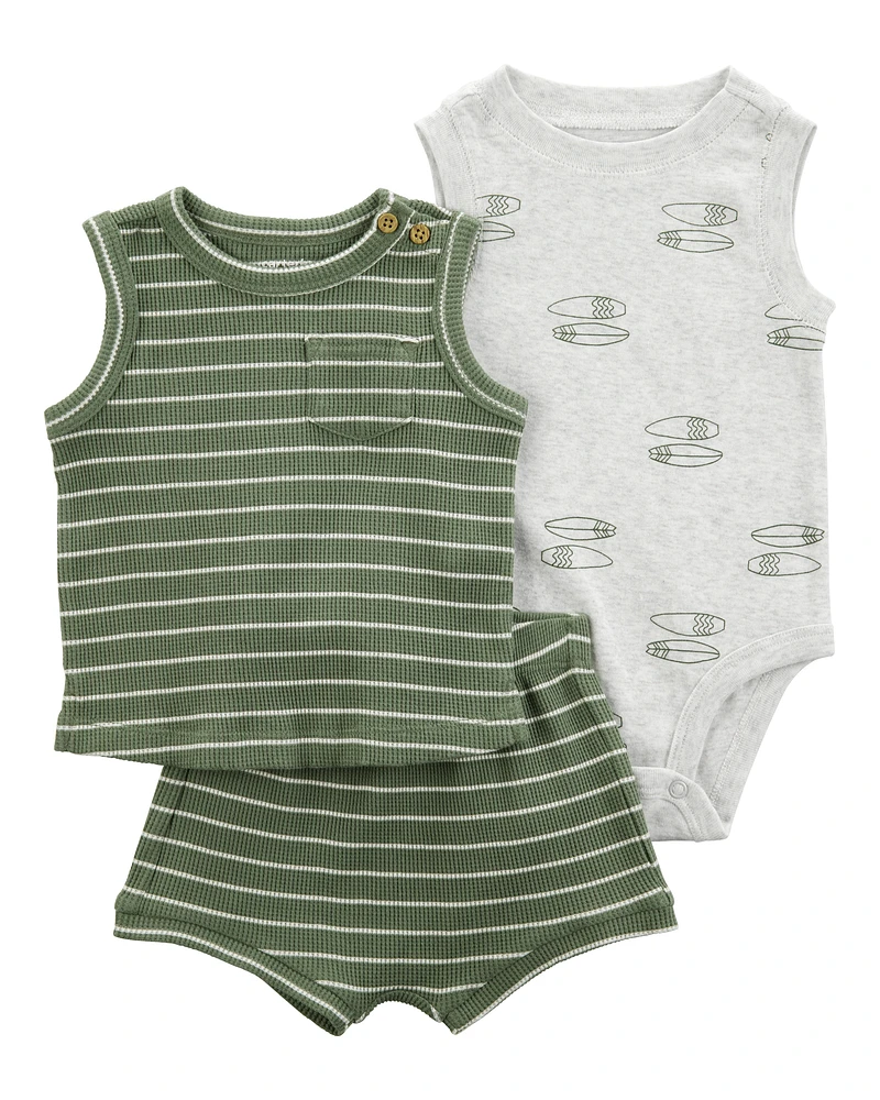 Baby Boy 3-Piece Surfboard Little Short Set